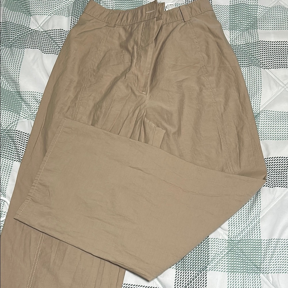 Zara Tan Wide Leg Pants Relaxed Fit